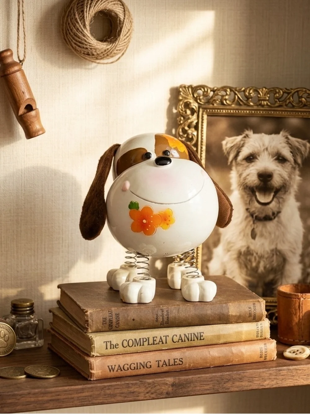 Vintage Blowfish Co. puppy dog money box from the 1970s